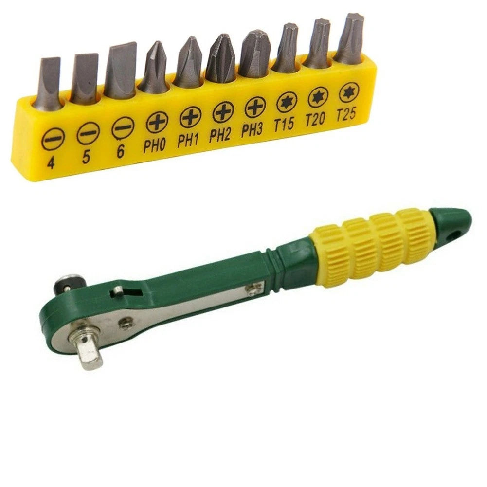 2X Lightweight Quick Ratchet Wrench Set with Driver Bits and Sockets