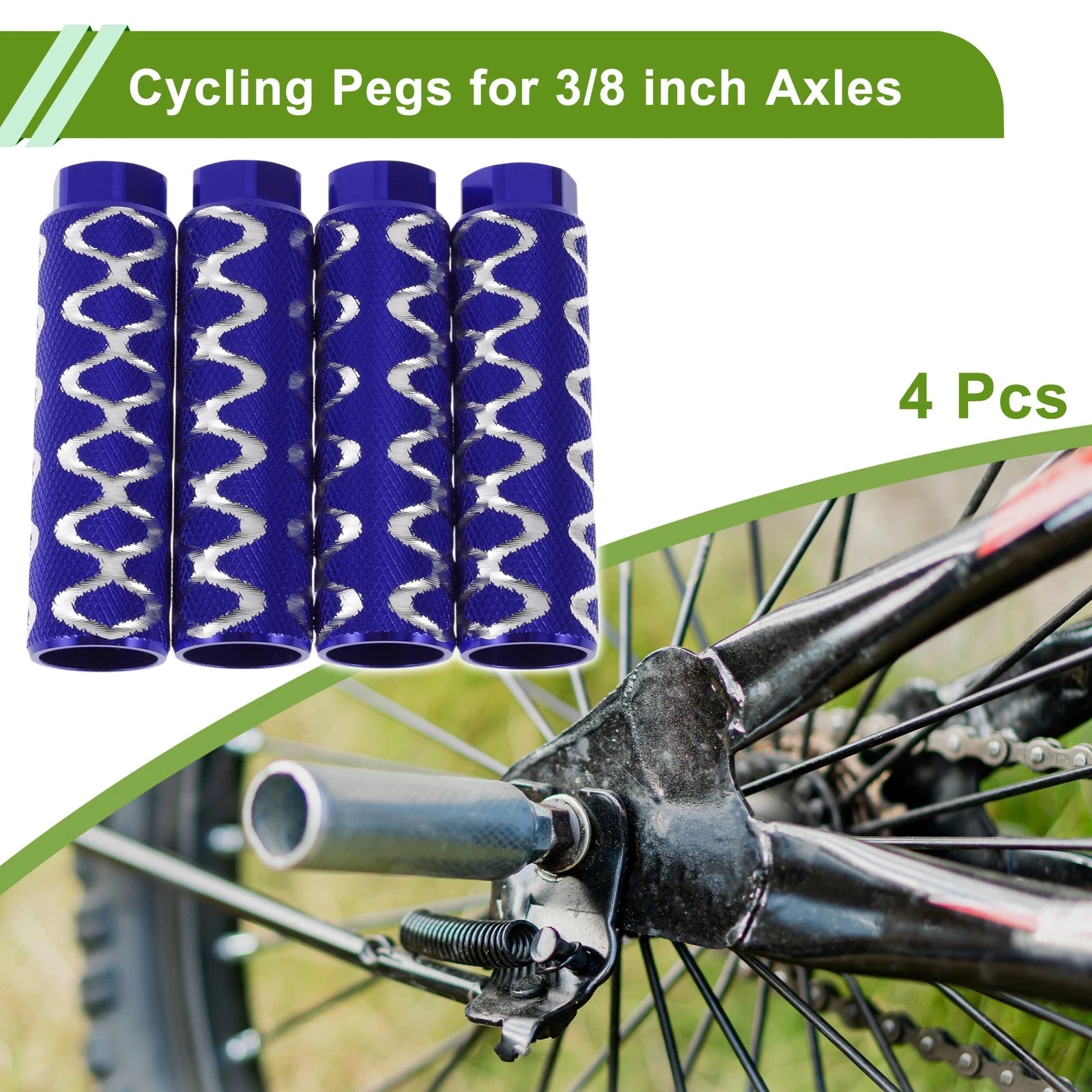 4 Pcs 100mm Bike Pegs Circle Texture Replacement for Blue Cycling (—)