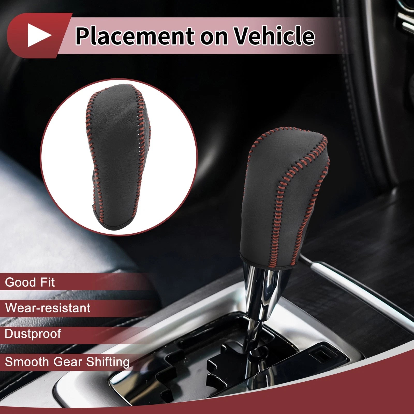 Gear Shift Knob Cover Replacement for Ford Fiesta (2009–2012) Black Brown