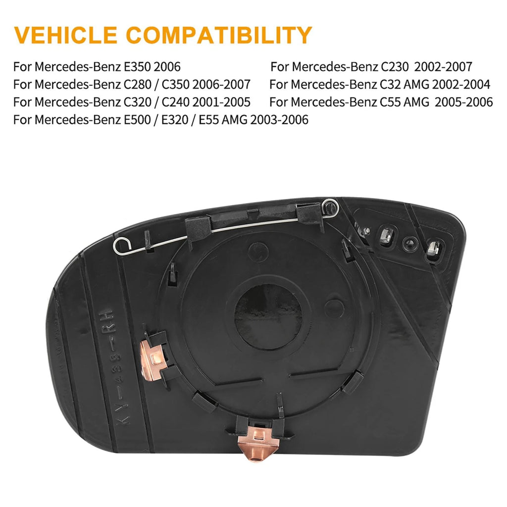 Heated Mirror Glass with Backing Plate Passenger Side for Mercedes E500 E550 (2010–2016)