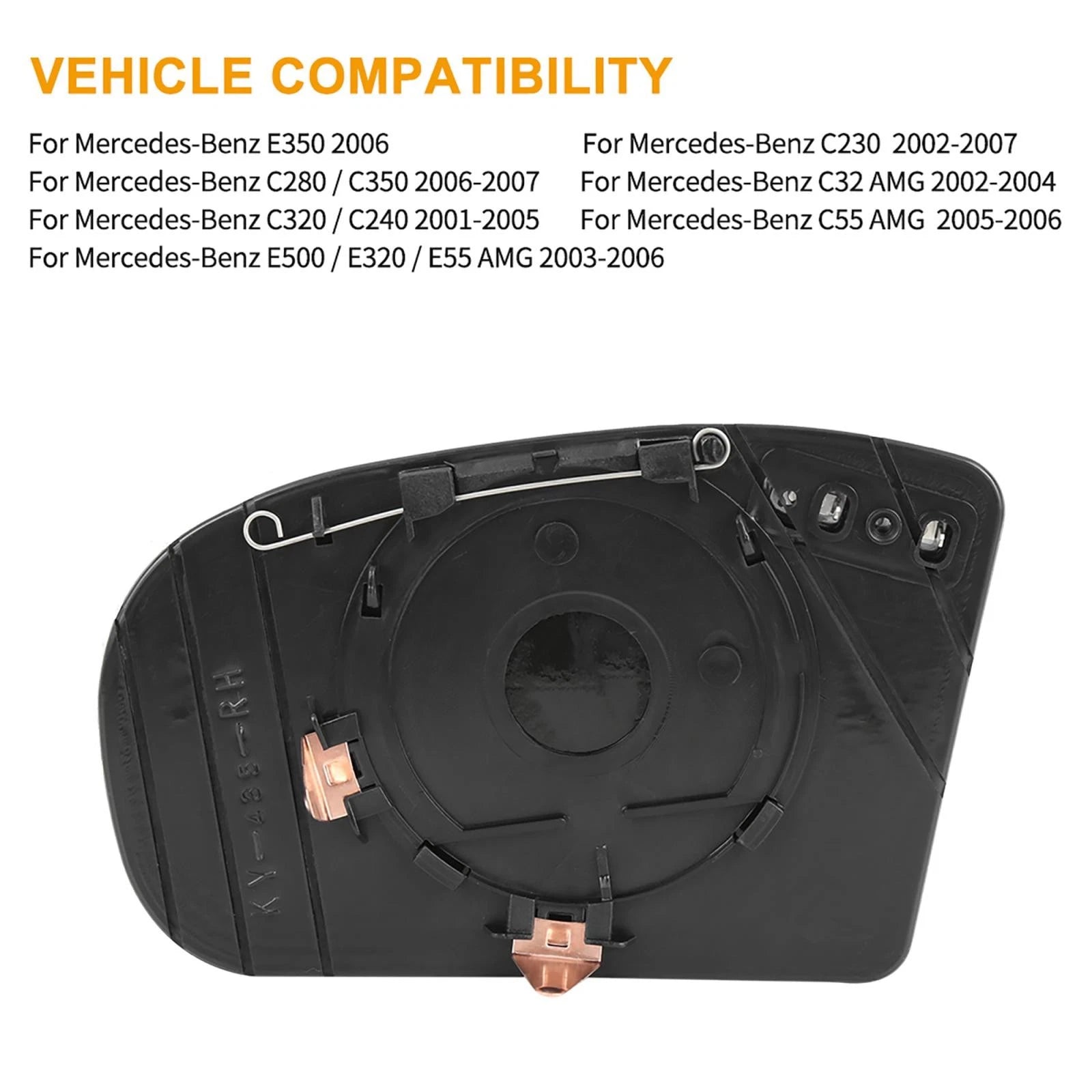 Heated Mirror Glass with Backing Plate Passenger Side for Mercedes E500 E550 (2010–2016)