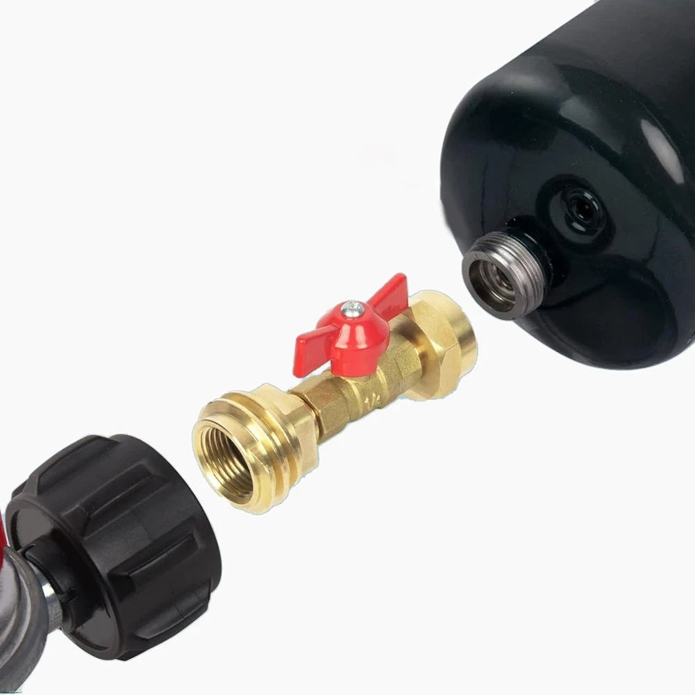 Solid Brass Propane Adapter for Outdoor Cooking (1lb to 20lb Tank)