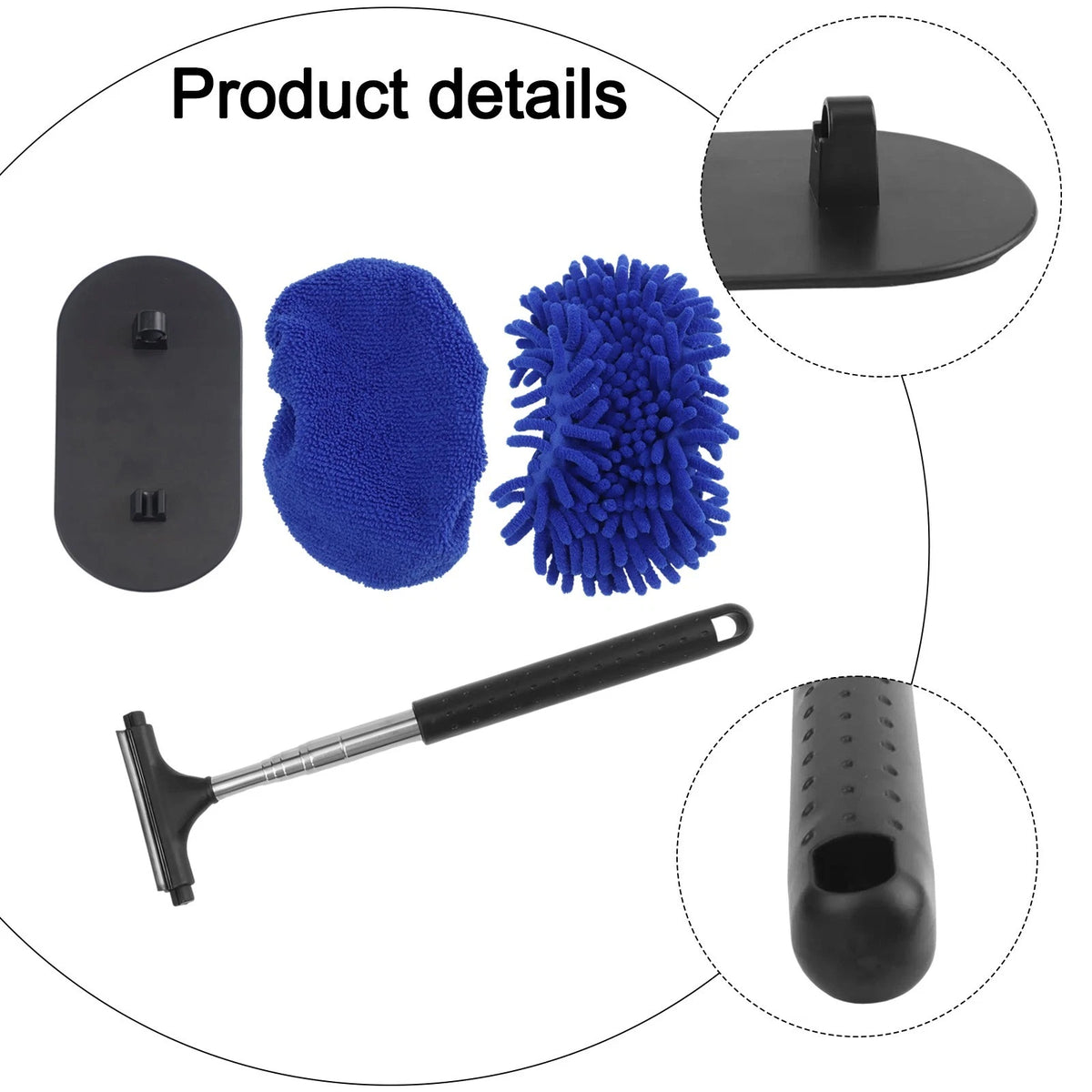 Extendable Windshield Cleaning Tool with Chenille Cloth for Cars