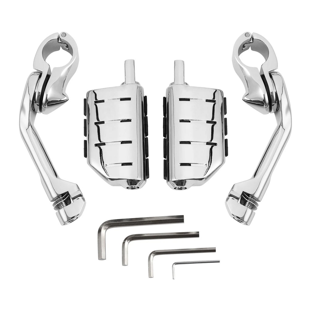Chrome Highway Foot Pegs for Harley (1 1/4" Engine Guard Mounts)