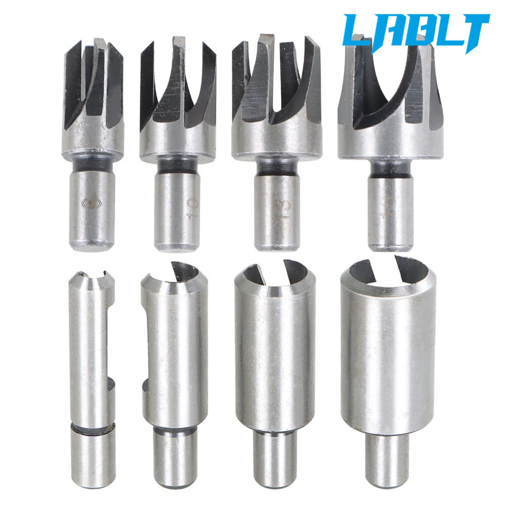 8Pcs Carbon Steel Drill Bit Set for Wood Plug Dowel Maker