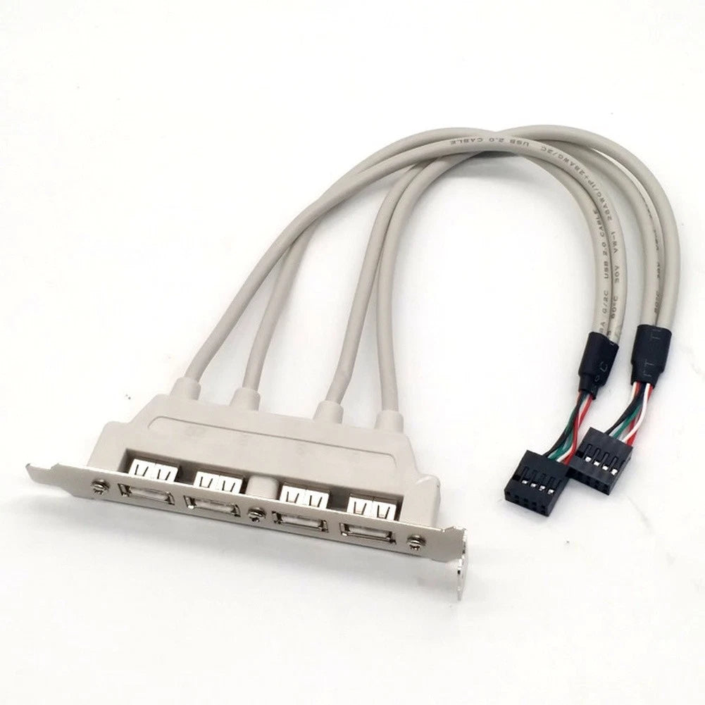 Set of 4 USB 2.0 Rear Panel Expansion Brackets for PC Case I/O Slot