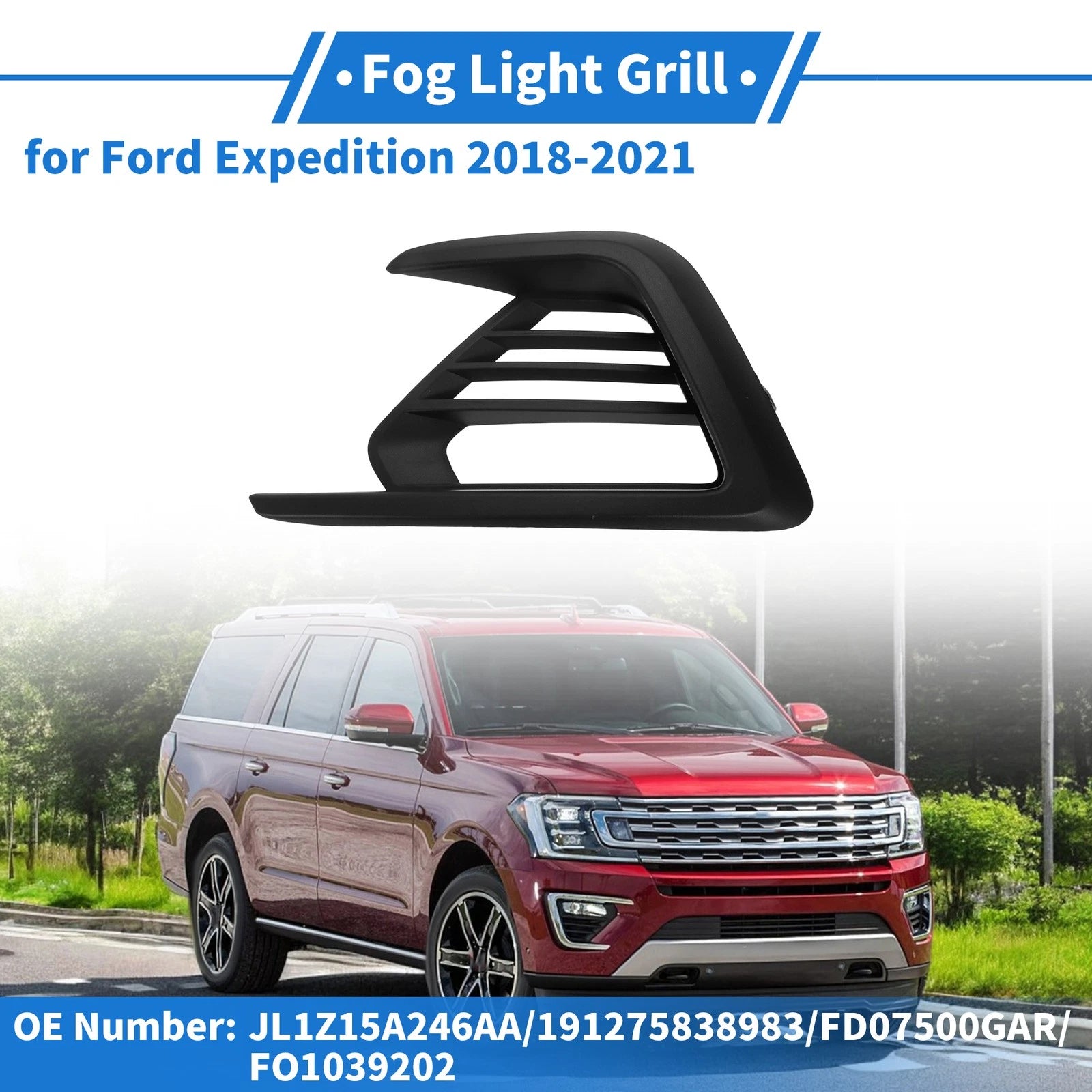 Fog Light Grill Replacement for Ford Expedition 2018–2021 ABS Black