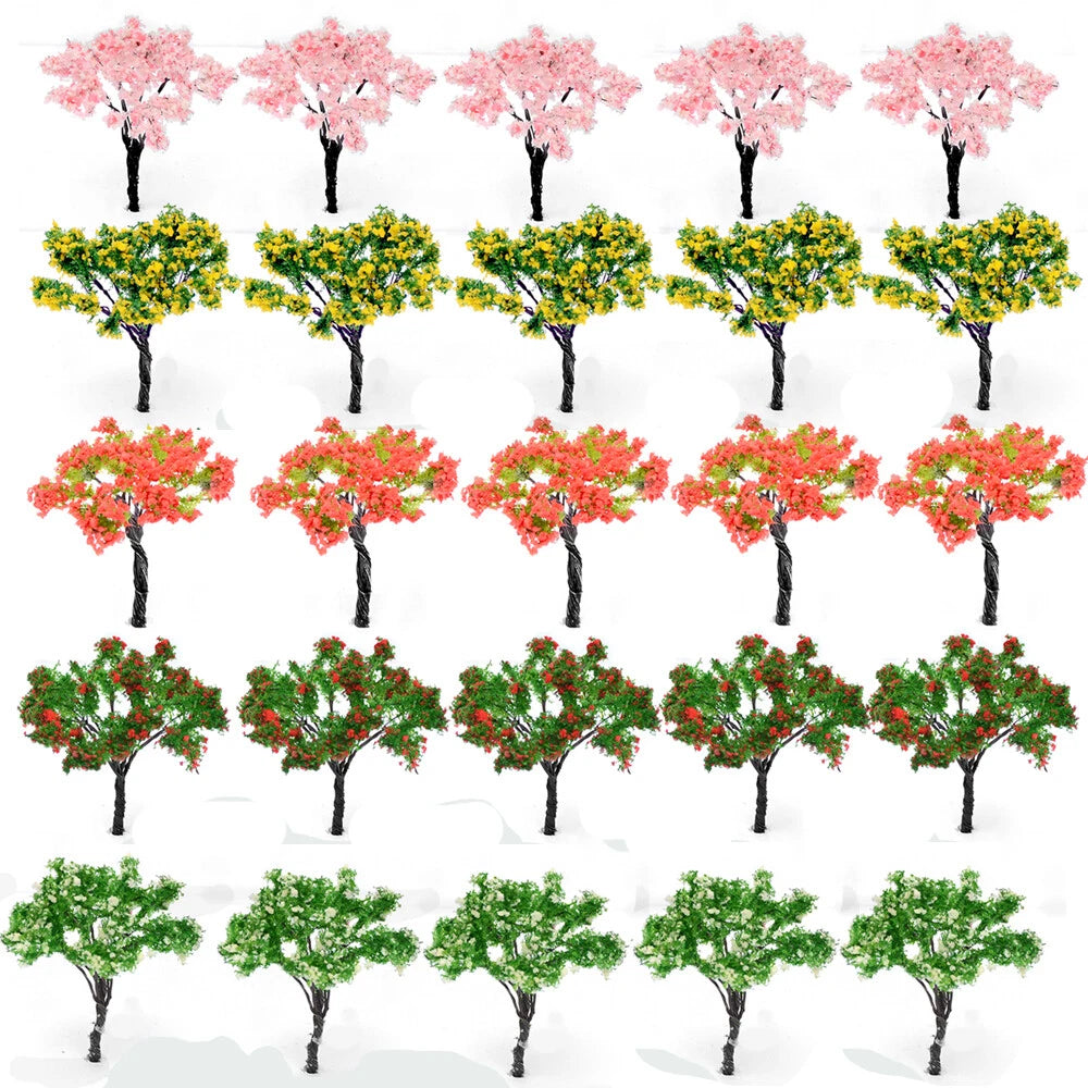 20pcs Cherry Blossom Model Trees for Diorama Landscape HO OO Scale