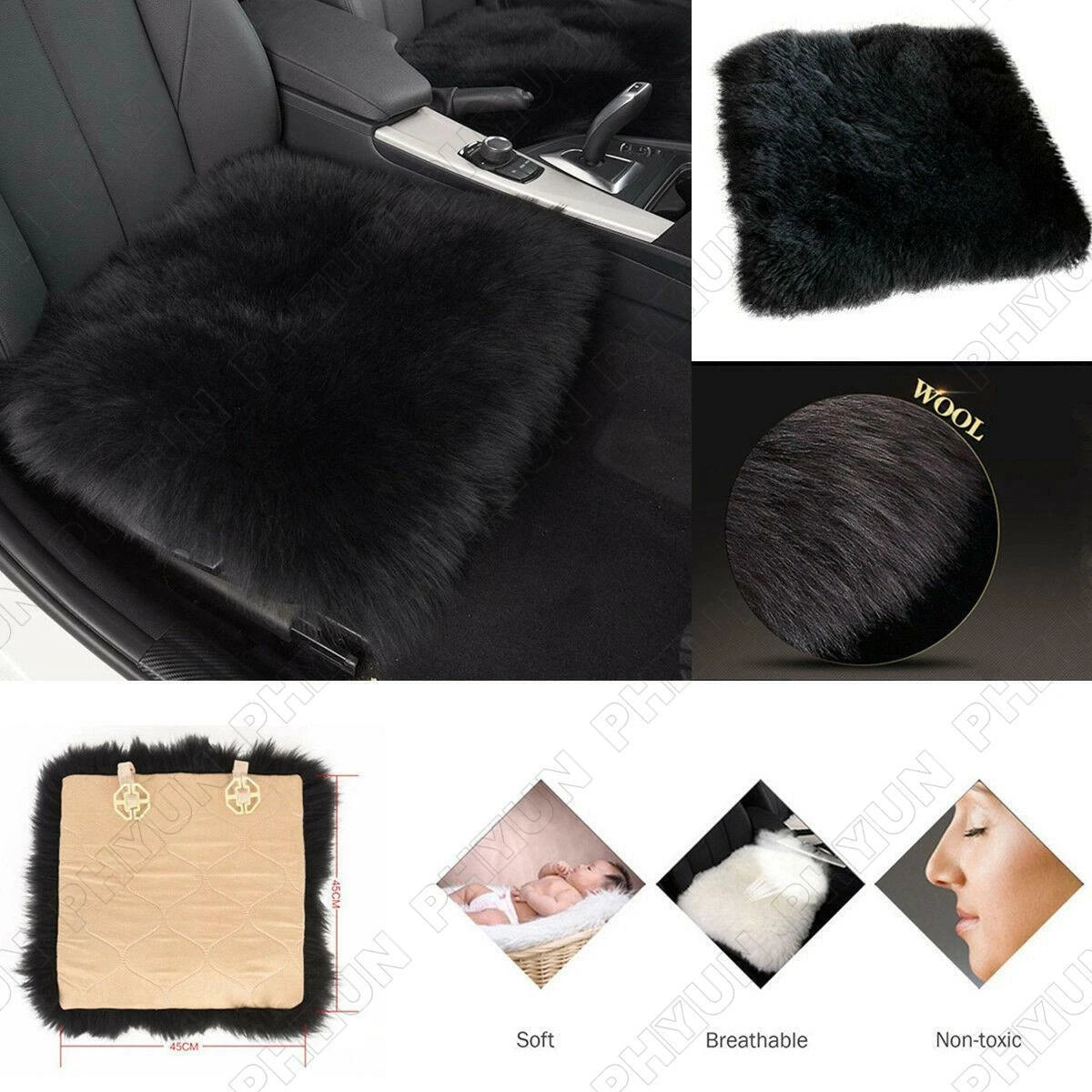 Car Seat Cover Cushion Mat for Universal Vehicles (45x45cm)
