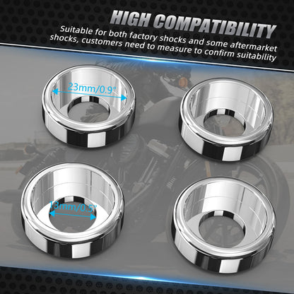 Chromed Shock Decoration Rings for Harley Sportster 1200 Custom (2004–2023)