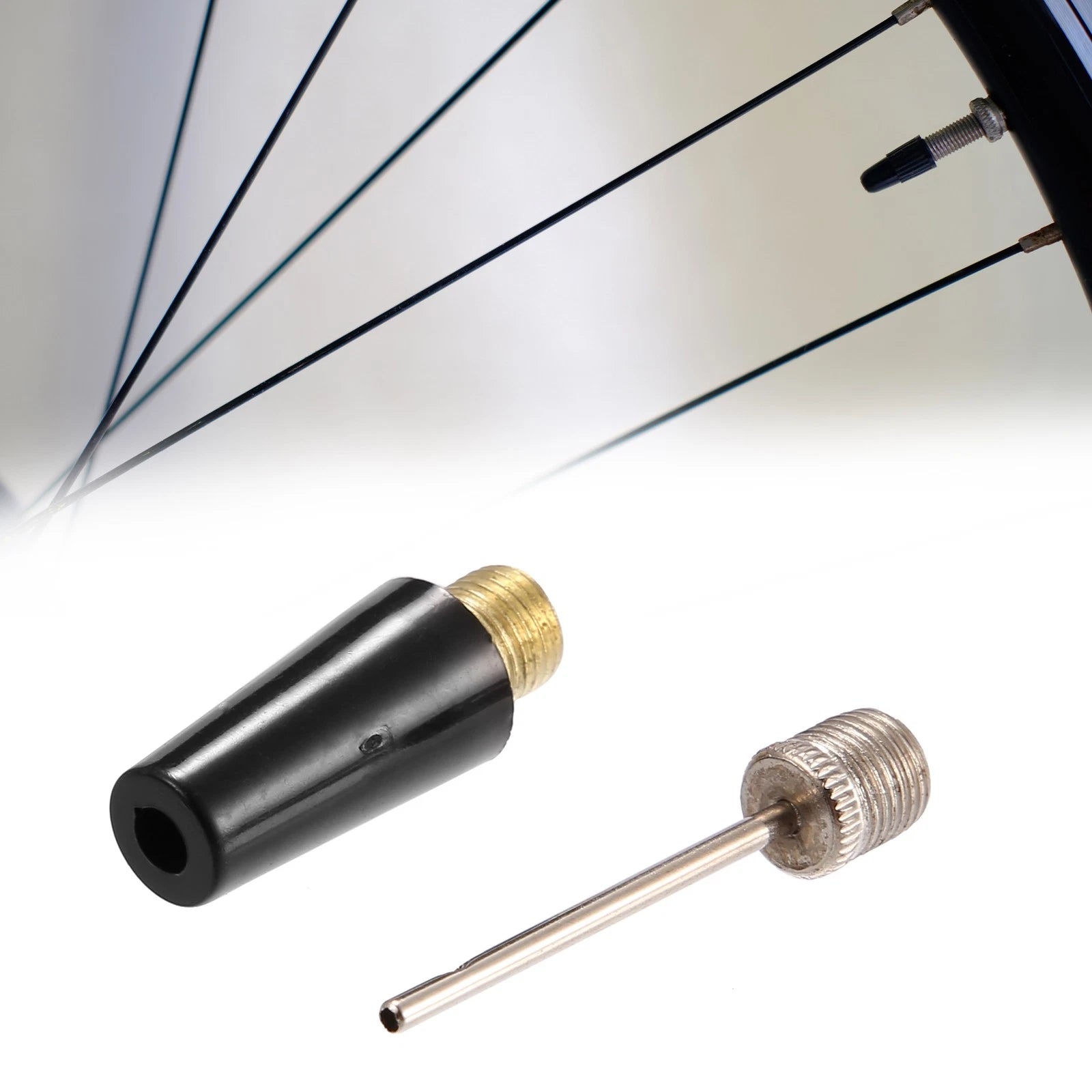 Bicycle Tire Valve Adapters Kit with Inflation Needles for Universal Use (—)