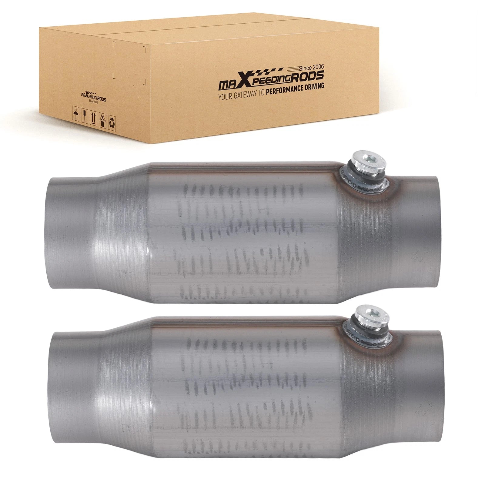 Pair 3 Inch Universal Catalytic Converter for (W/O2 Sensor Port)