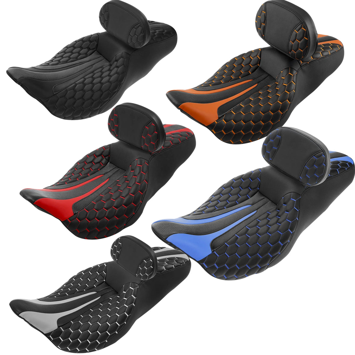 Driver Passenger Seat & Backrest Pad for Harley Touring Street Glide (2009–2023)