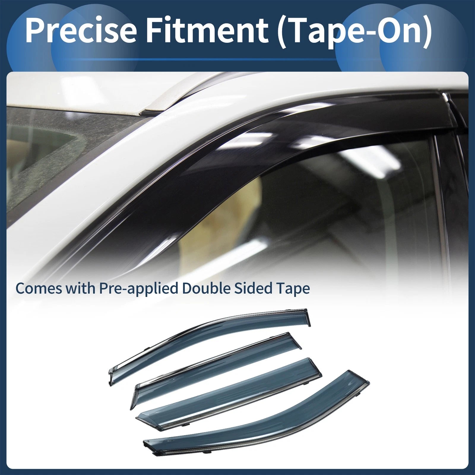 Window Deflectors Side Vent Visors Black for Hyundai Santa Fe (2013–2018)