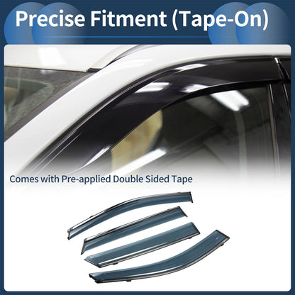 Window Deflectors Side Vent Visors Black for Hyundai Santa Fe (2013–2018)