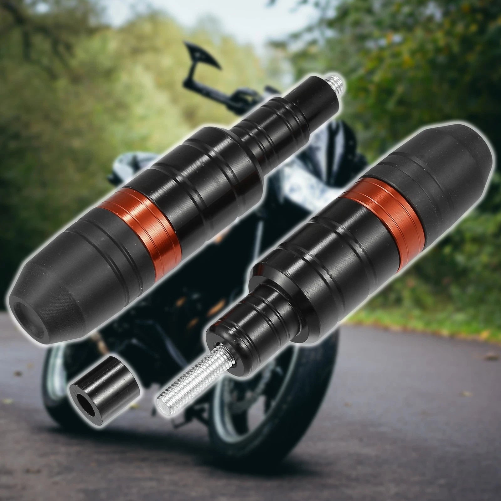 Exhaust Frame Slider Anti Crash Protector for Honda Orange Motorcycle (2 Pack)
