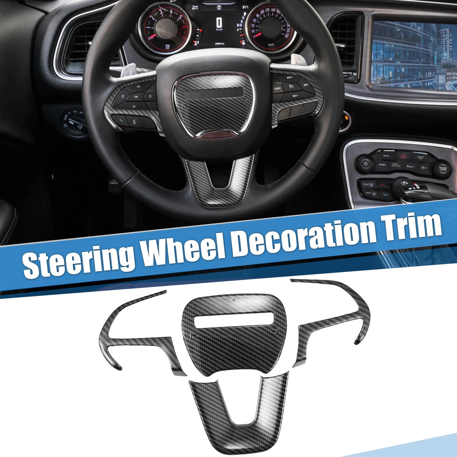Steering Wheel Sticker Interior Trim Kit for Dodge Challenger 2015-2021