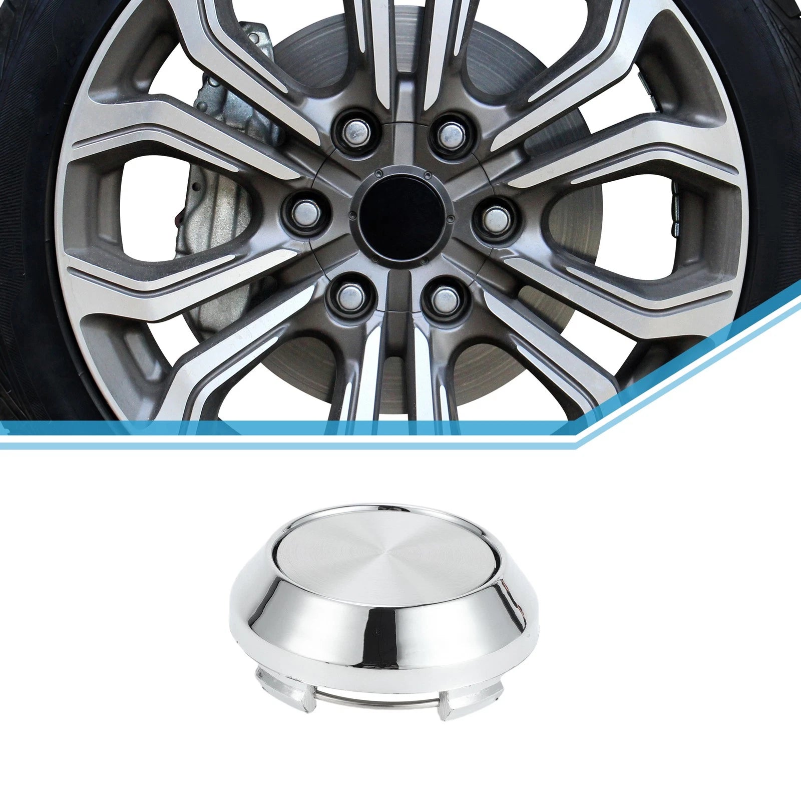64mm Wheel Center Hub Cap for Universal SUV Van (Durable Plastic Silver Tone)