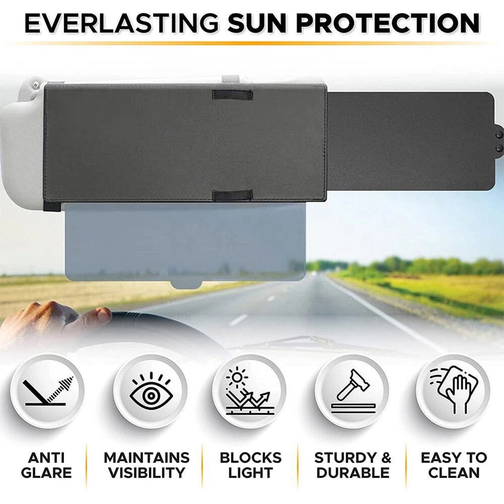 Universal Car Sun Visor Sunshade Retractable Anti-glare Black