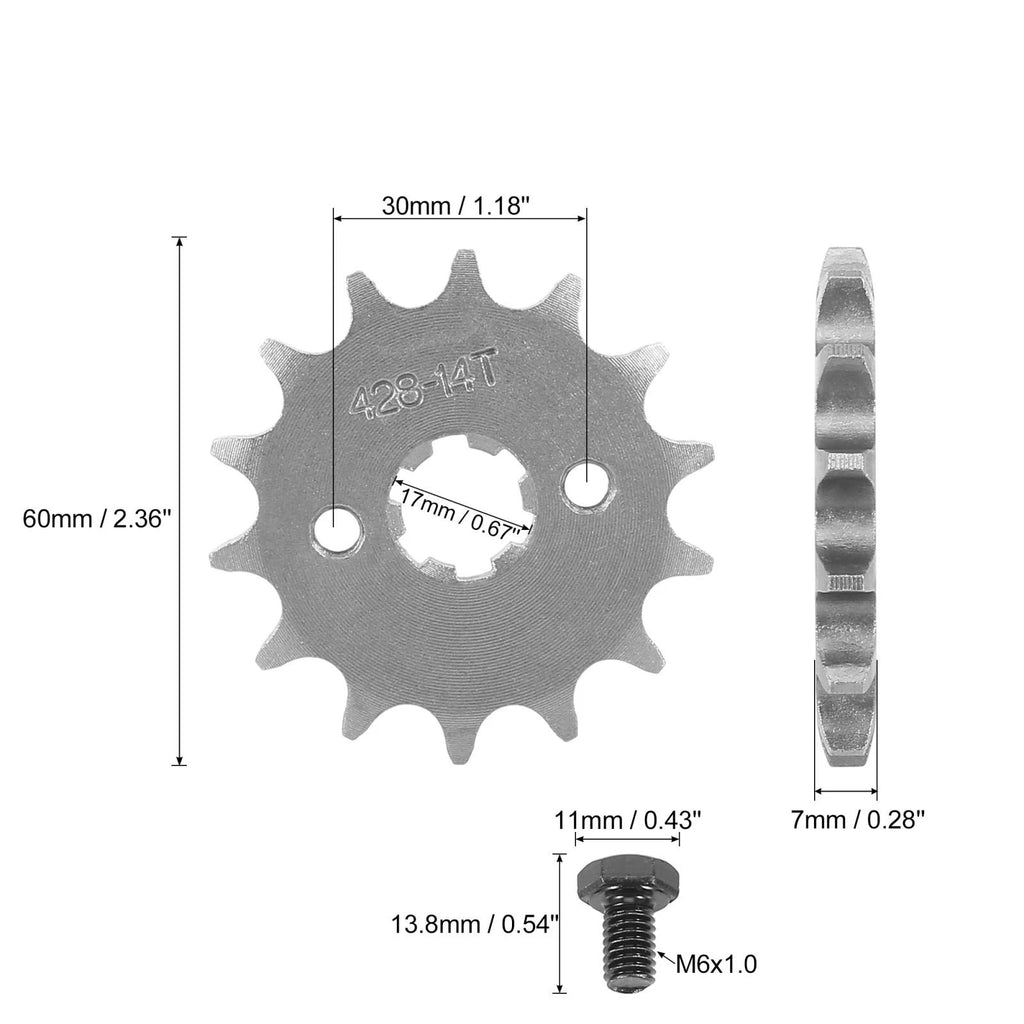 Front Engine Sprocket 14T 17mm 428 Chain for Dirt Bike (2000–2025)