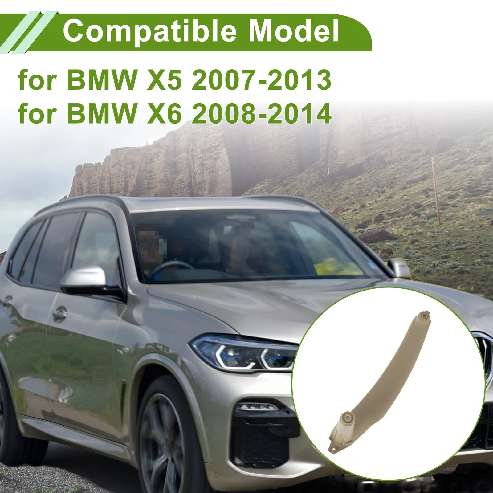 Door Panel Handle Pull Trim Cover Replacement for BMW X5 (2007–2013) Beige