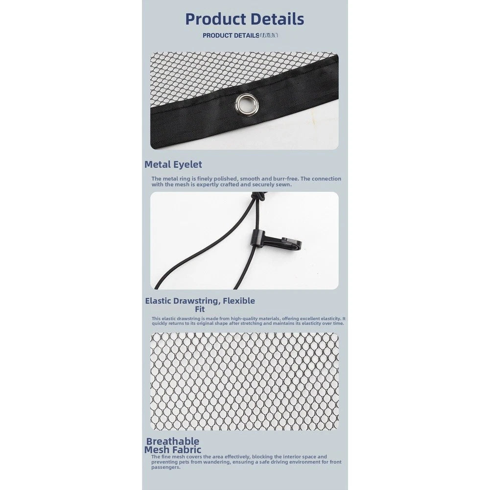 Pet Barrier Mesh Net for Rear Seat Divider (Compatible with Most Vehicles)