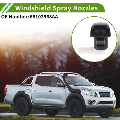 Set of 2 Front Windshield Washer Nozzles for Jeep Cherokee (2014–2017) No. 68102968AA Black