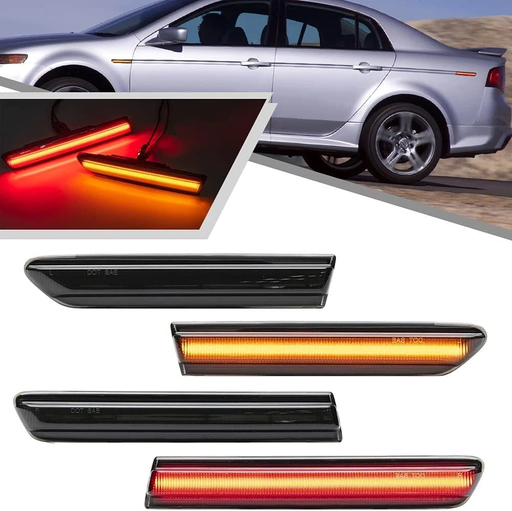 4X Smoked LED Side Marker Light for Acura TL (2004–2008) Amber + Red