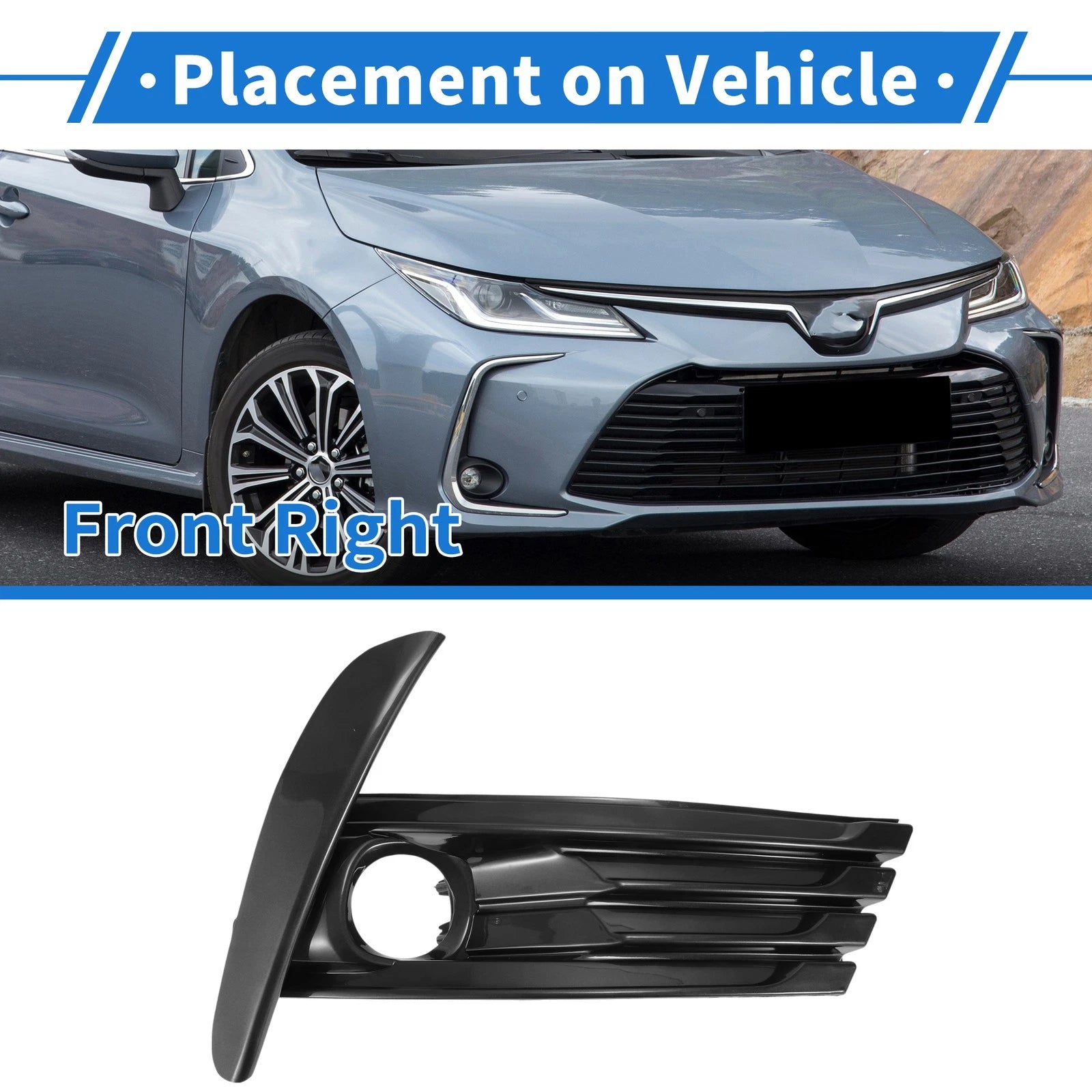 Front Right Fog Light Grill Replacement for Toyota Corolla (2017–2019)