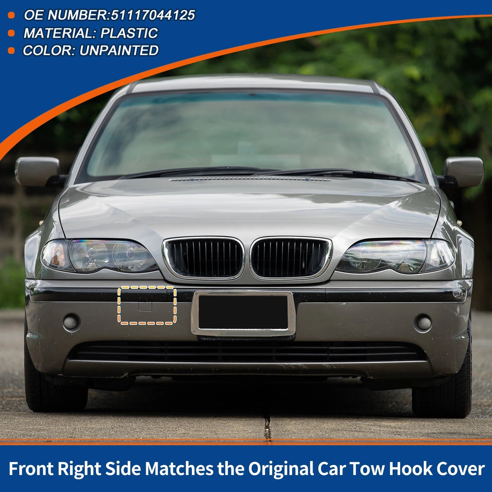 Front Tow Hook Cover for BMW 3 Series E46 (2001–2005) Replacement