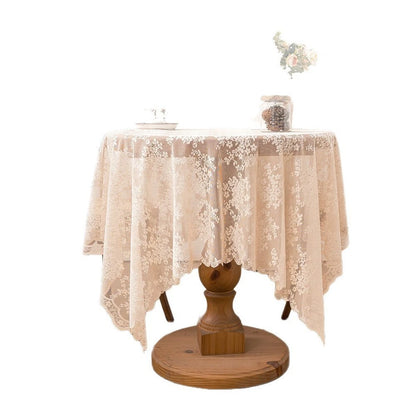 Set of 2 Elegant Lace Tablecloths Floral Pattern 135x100cm & 135x135cm