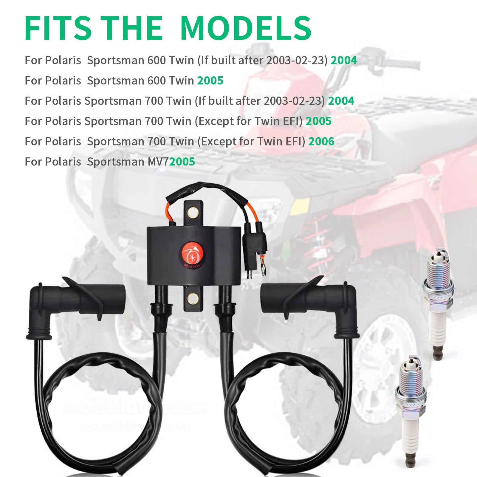 Ignition Coil Spark Plug for Polaris Sportsman 600 Twin, 700 (2004–2006)