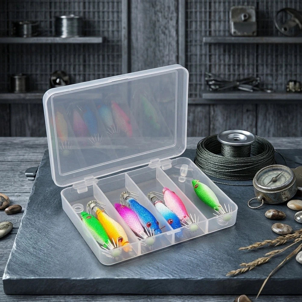 7pcs Squid Jig Bait with Storage Box for Easy Organization