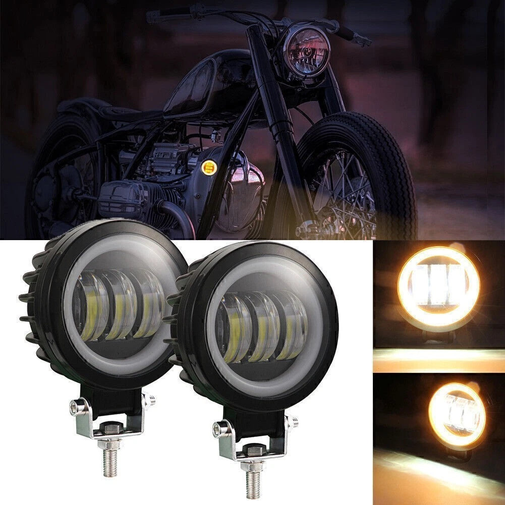 2X Round LED Work Light Bar for Motorcycle (12V 24V)