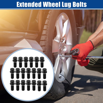 Extended Wheel Lug Bolts Ball Seat 28mm Shank for VW Audi (20pcs) (M14x1.5)