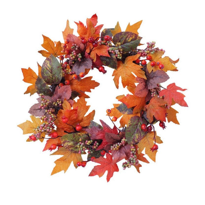 Fall Wreath 50cm with Autumn Leaves Berries for Front Door Wall Decor