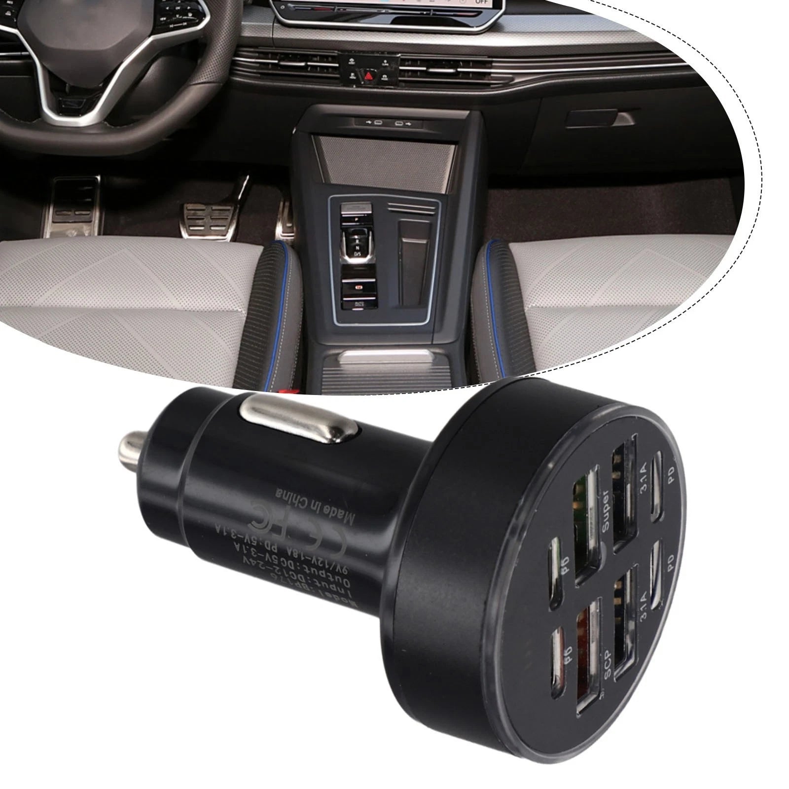 Car Phone Charger Adapter for Universal Use (Fast Charge, Voltage Display)