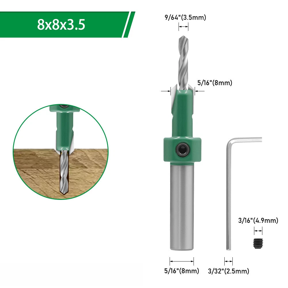 Countersink Step Drill Bit for Solid Wood Pine Birch Plywood MDF