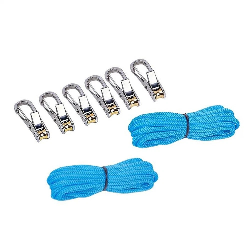 2X Outdoor Gear Securing Lock Buckle Rope Tensioner with 6 Anchors