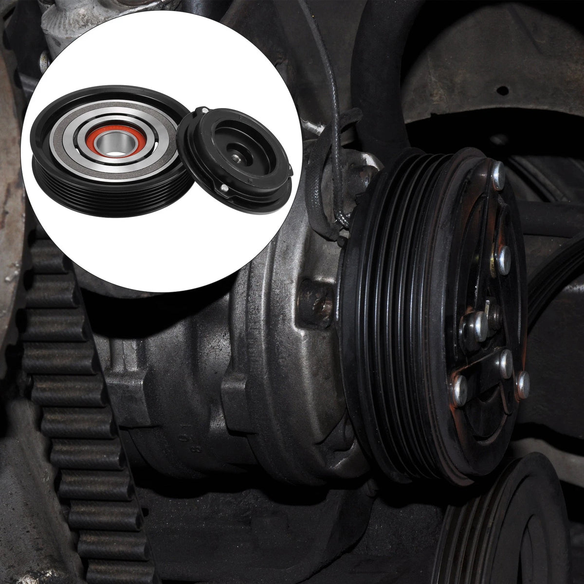 Set of 1 AC Compressor Clutch Kit Pulley Coil for Dodge Ram 1500 (2002–2008)