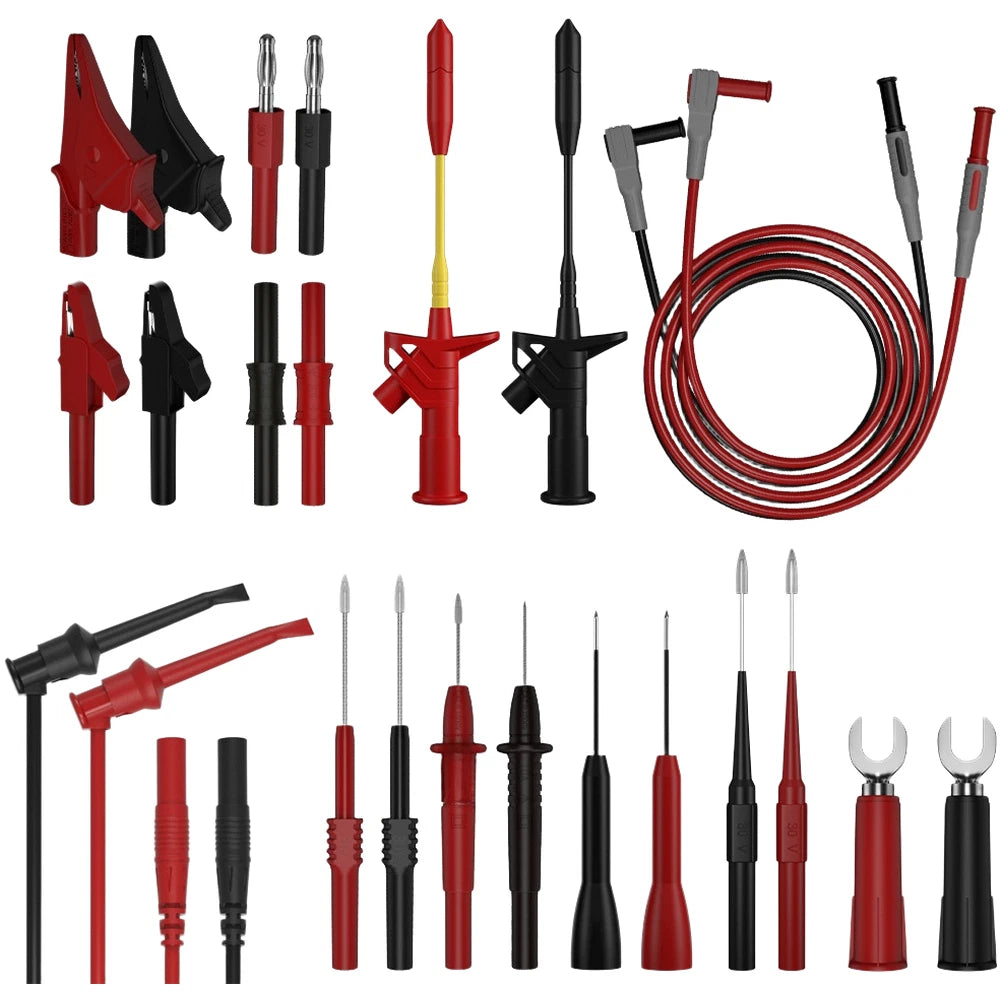 Red PVC Test Kit for Multimeters with Wire Puncture Probes Crocodile Clip Leads