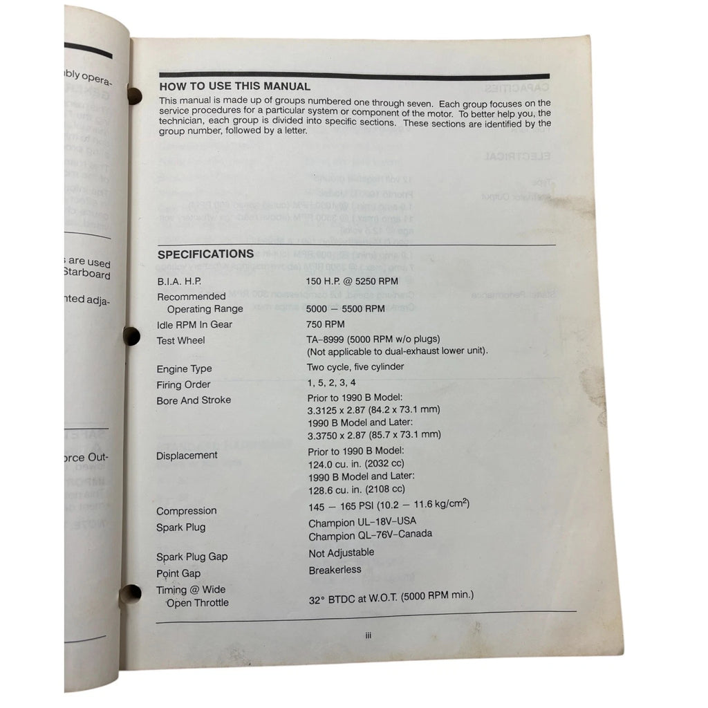 Service Manual for Force Outboards OB4643 150 HP (1989–1991 A Models)