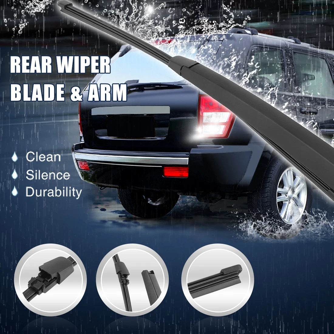 Rear Windshield Wiper Blade Arm Set 16 Inch for Volkswagen Caddy (2007–2019)