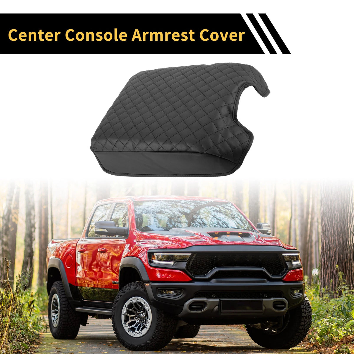 Car Center Console Lid Armrest Cover for Ford F-150 2015–2020 Anti-Scratch Black