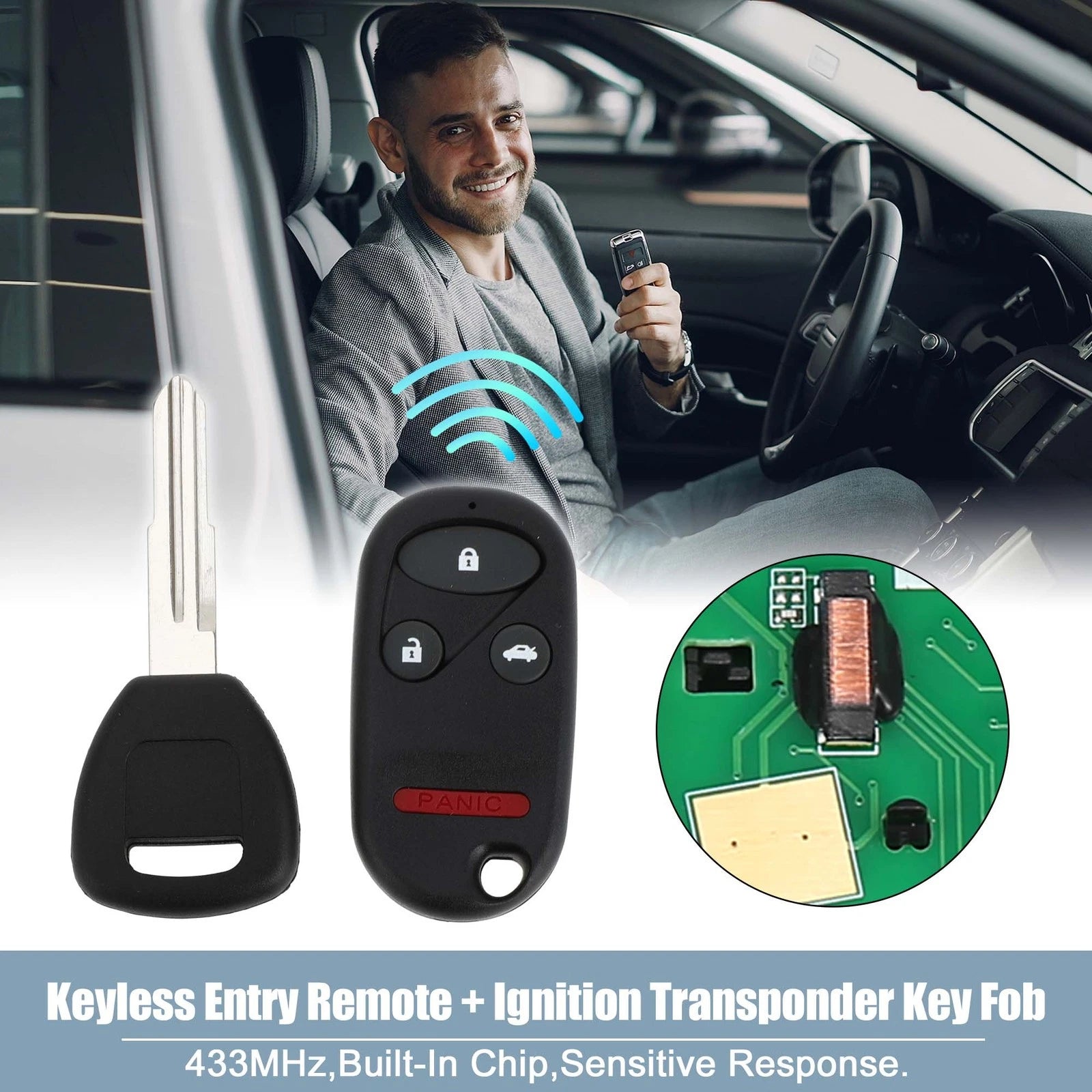 Keyless Entry Remote Ignition Transponder Key Fob for Honda Civic (2001–2005)