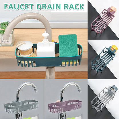 Faucet Kitchen Sink Caddy Organizer Drain Shelf Rack Brush Holder