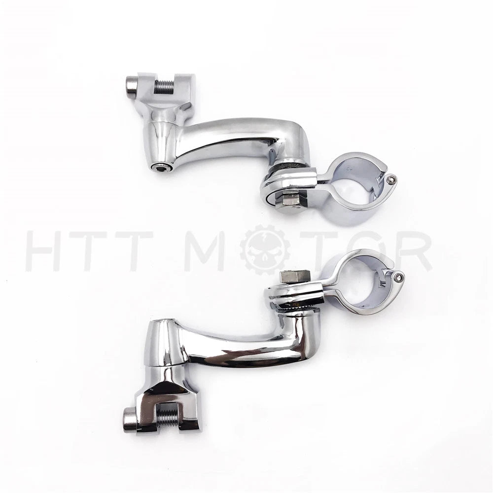 Chrome Foot Peg Mounts for Harley (1.25" Engine Guard)