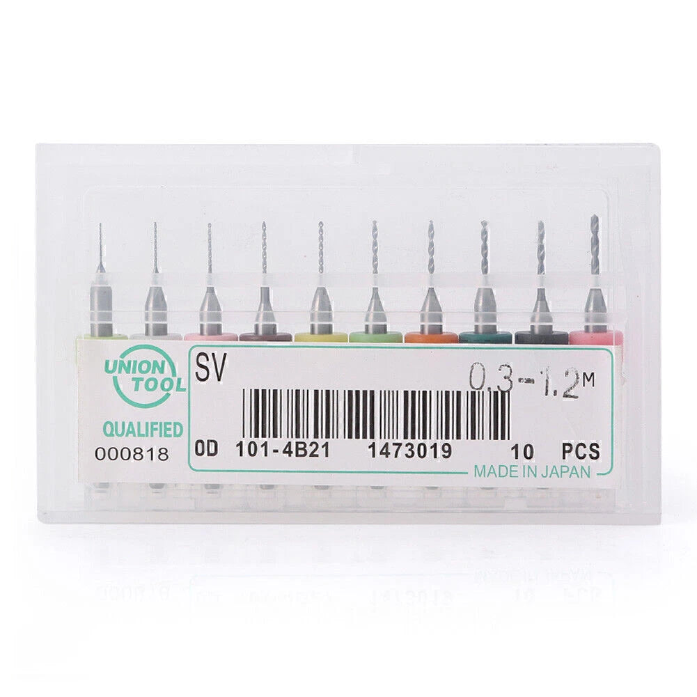 10Pcs Carbide CNC Micro Drill Bits for PCB Circuit Board (0.3-1.2mm)