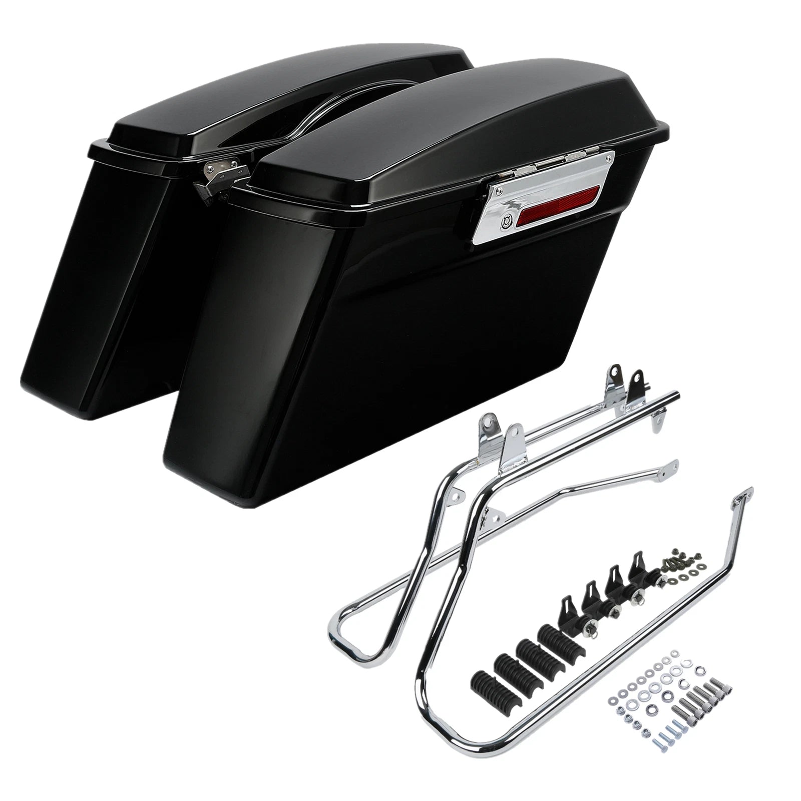 Black Hard Saddlebags & Conversion Brackets for Harley Softail FLST (1984–2017)