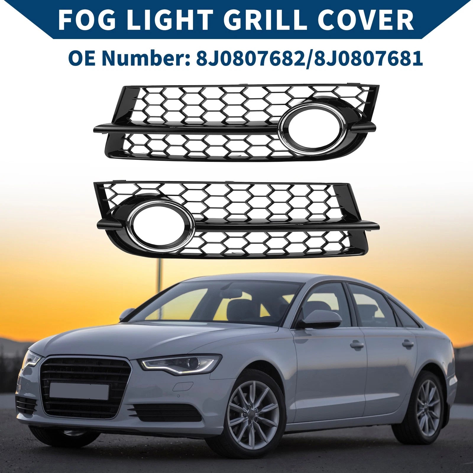 Fog Light Grill Pair Front Replacement for Audi TT 8J (2006–2014)